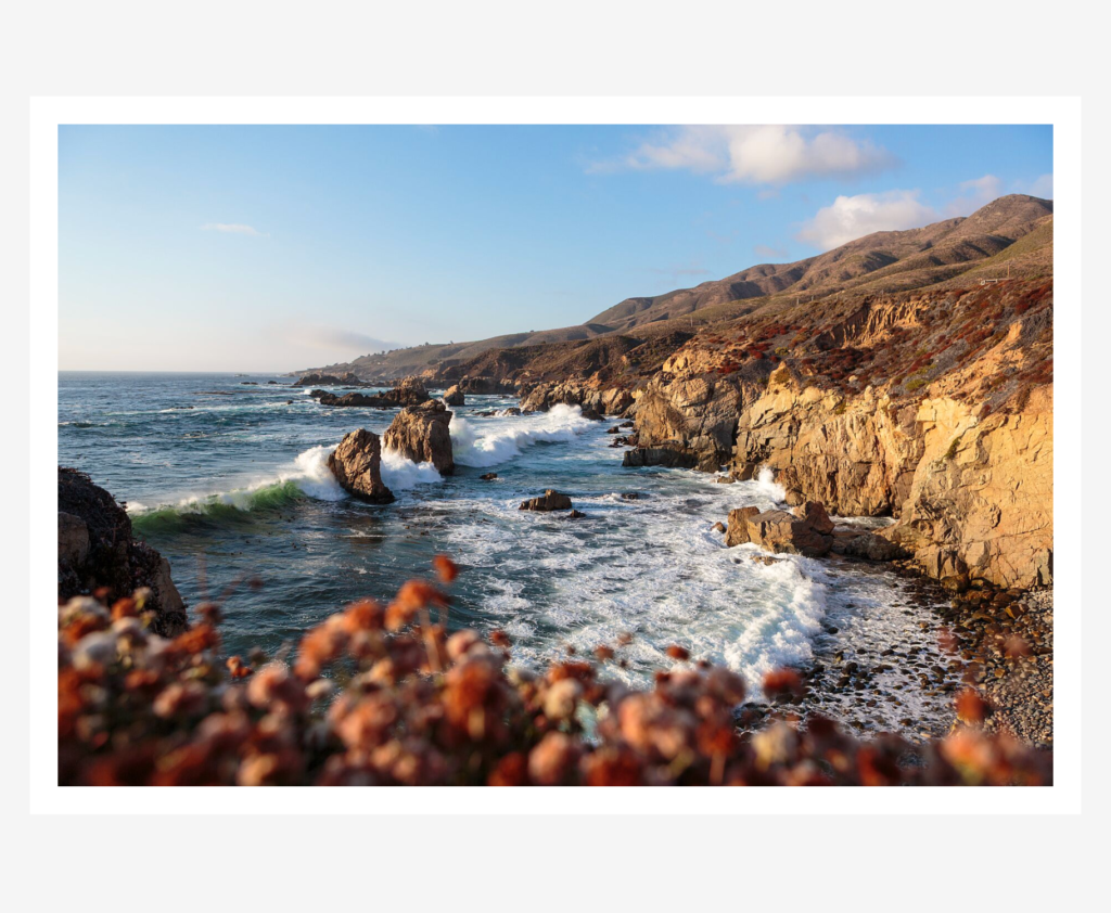 Big Sur coast photograph shown as print-only (no frame).